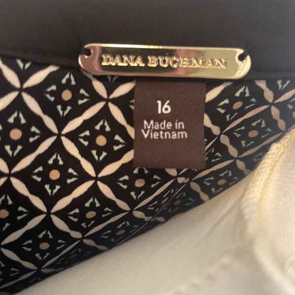 NWOT DANA BUCHMAN Silky Blouse Beautiful Navy White Blush Pink & Tiffany Blue 16 - Picture 5 of 11